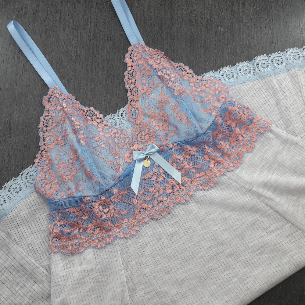 Camisola Canelada Renda Bicolor - C9140