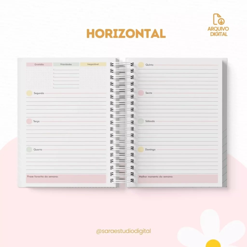 Planner Não Datado – Vertical e Horizontal