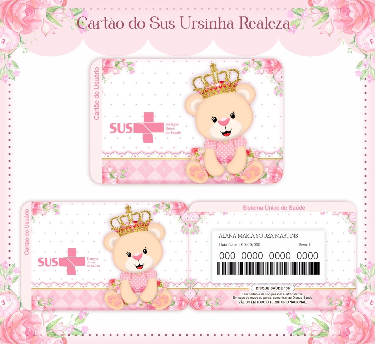 Arquivo Digital Cadernetas e Livro do Bebe Ursinha Realeza