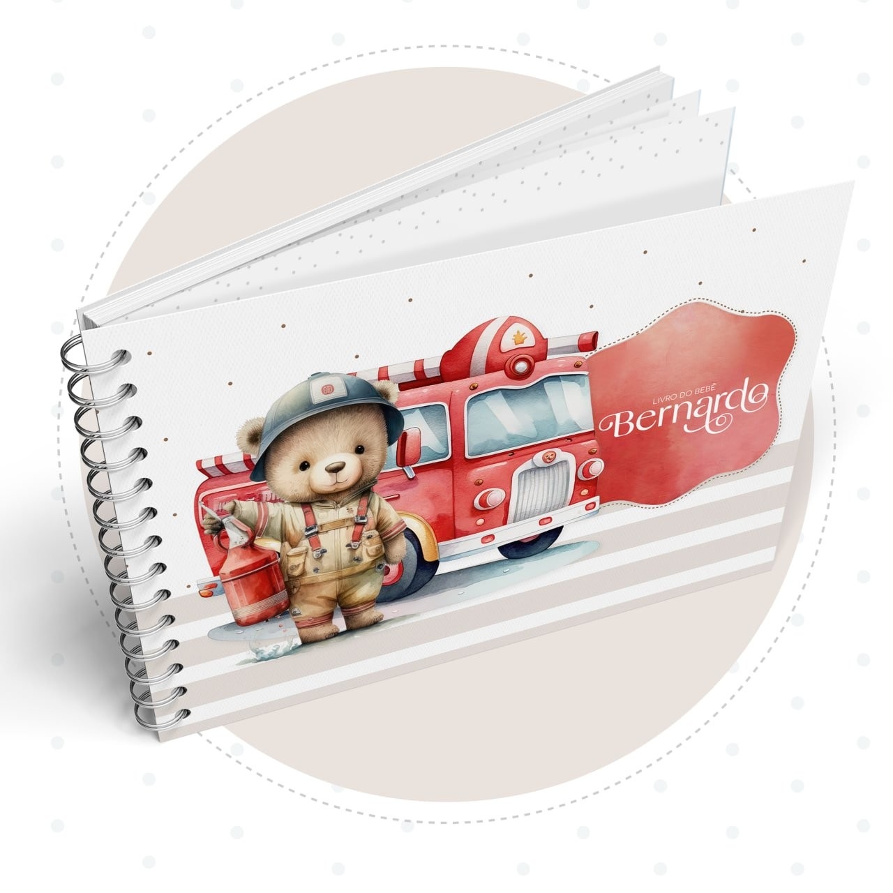 Caderneta com Livros do bebe Urso Bombeiro - Arquivo Digital