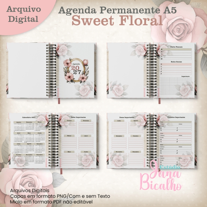 Agenda Permanente A5 Sweet Floral