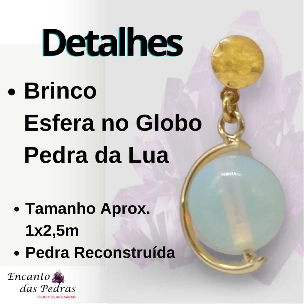 Brinco de Pedra Ágata de Fogo Esfera no Globo
