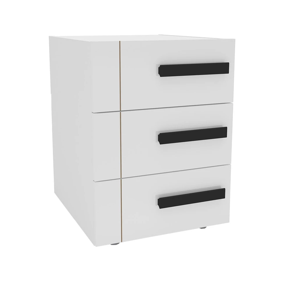 Mesa de Cabeceira Lisboa 3 Gavetas Branco - Politorno