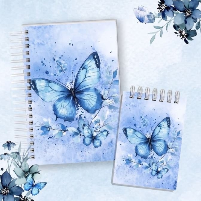 KIT CADERNO E BLOQUINHO BORBOLETAS