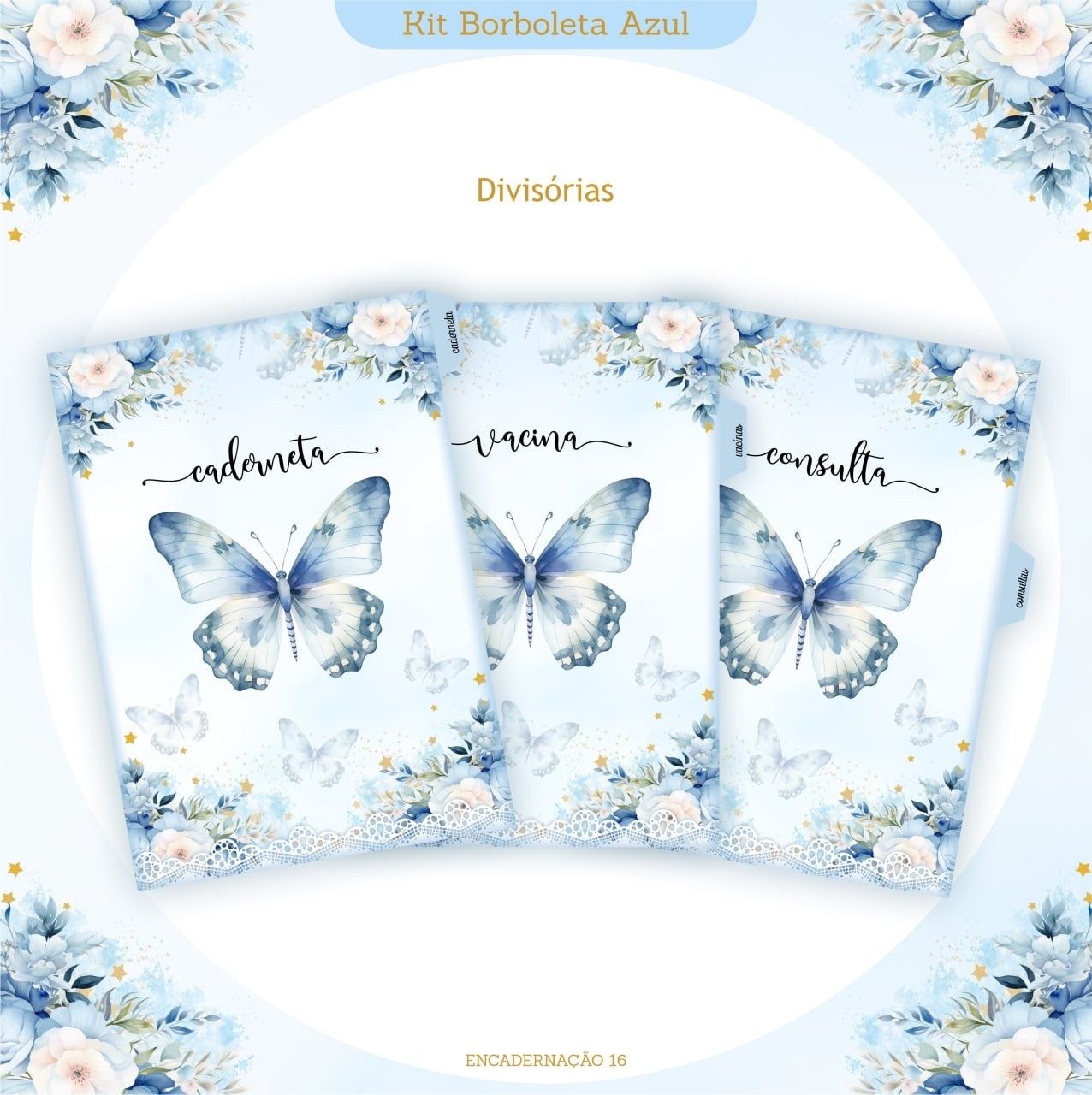 Caderneta e Kit Maternidade BORBOLETA AZUL