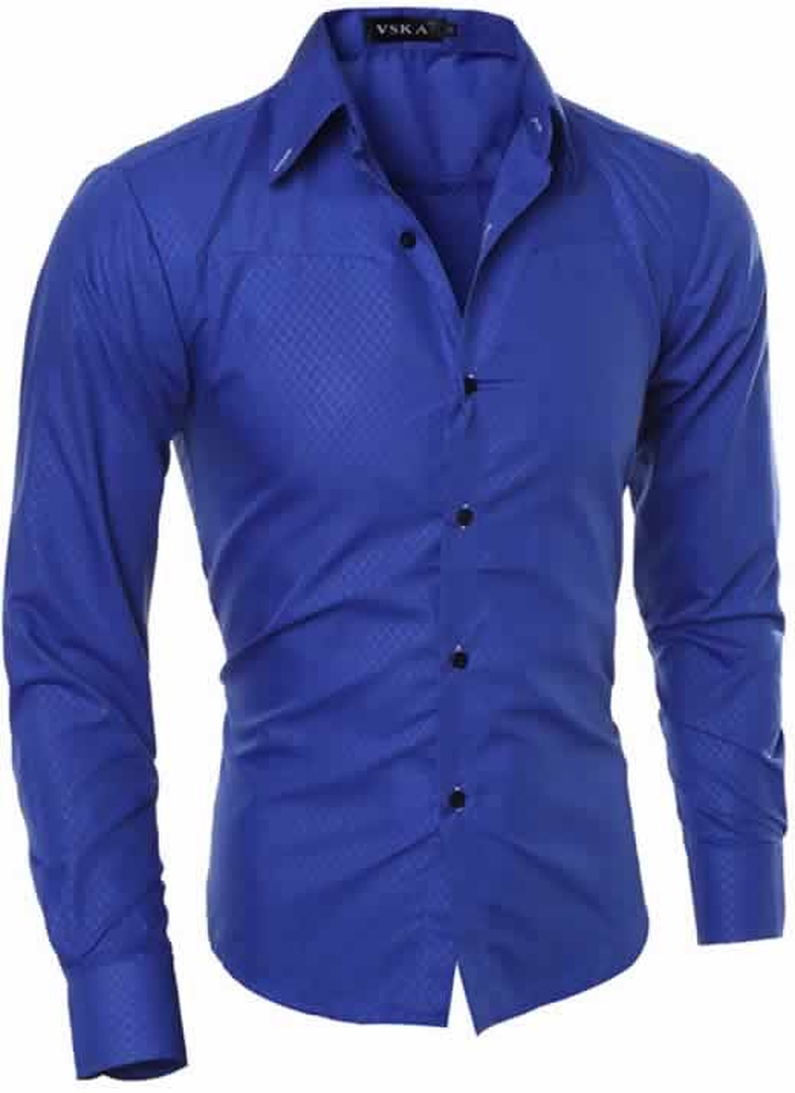 Capa Camisa Slim Fit Turn-down Collar Masculina Azul C008