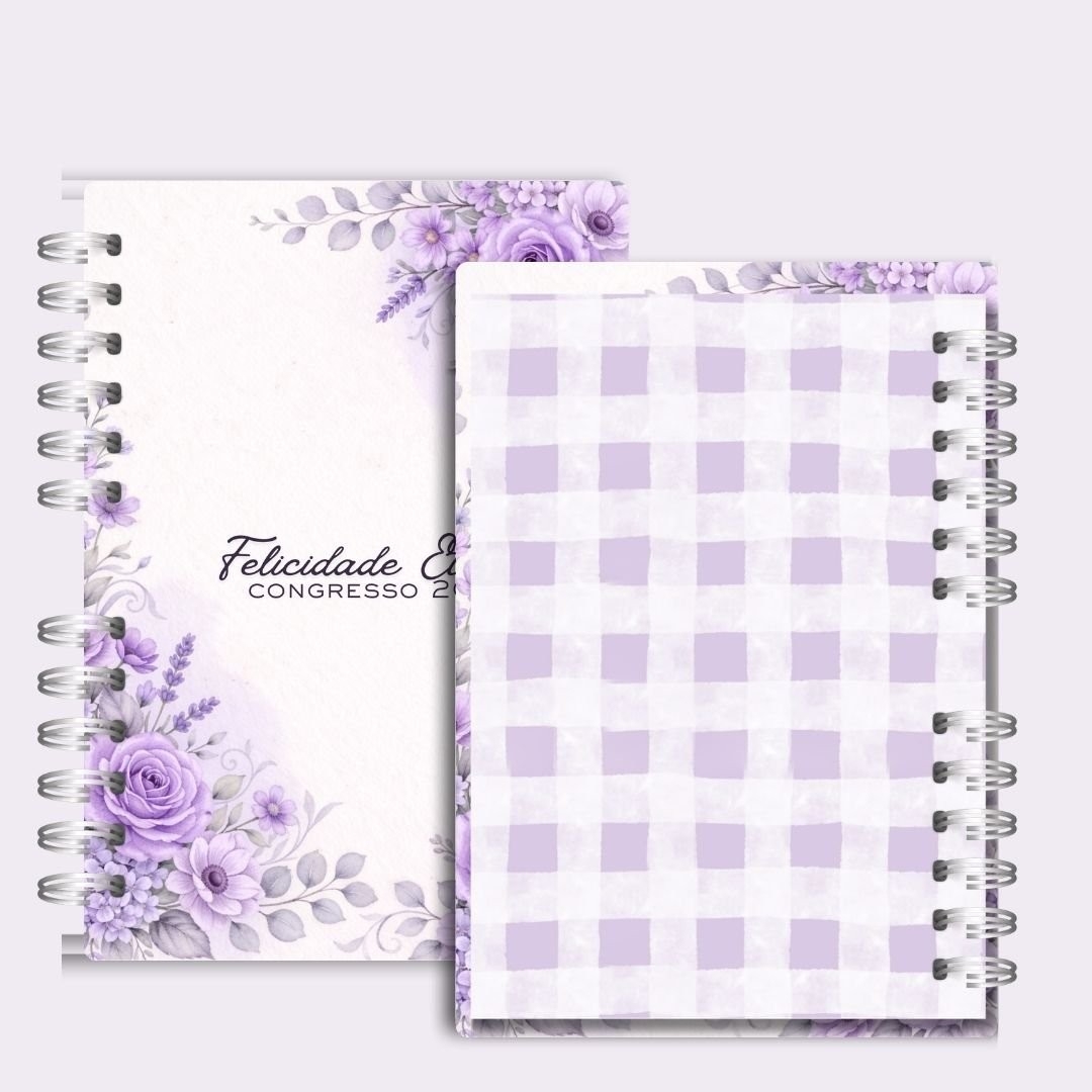 Caderno para o Congresso 2026 – Floral Azul COM Tema