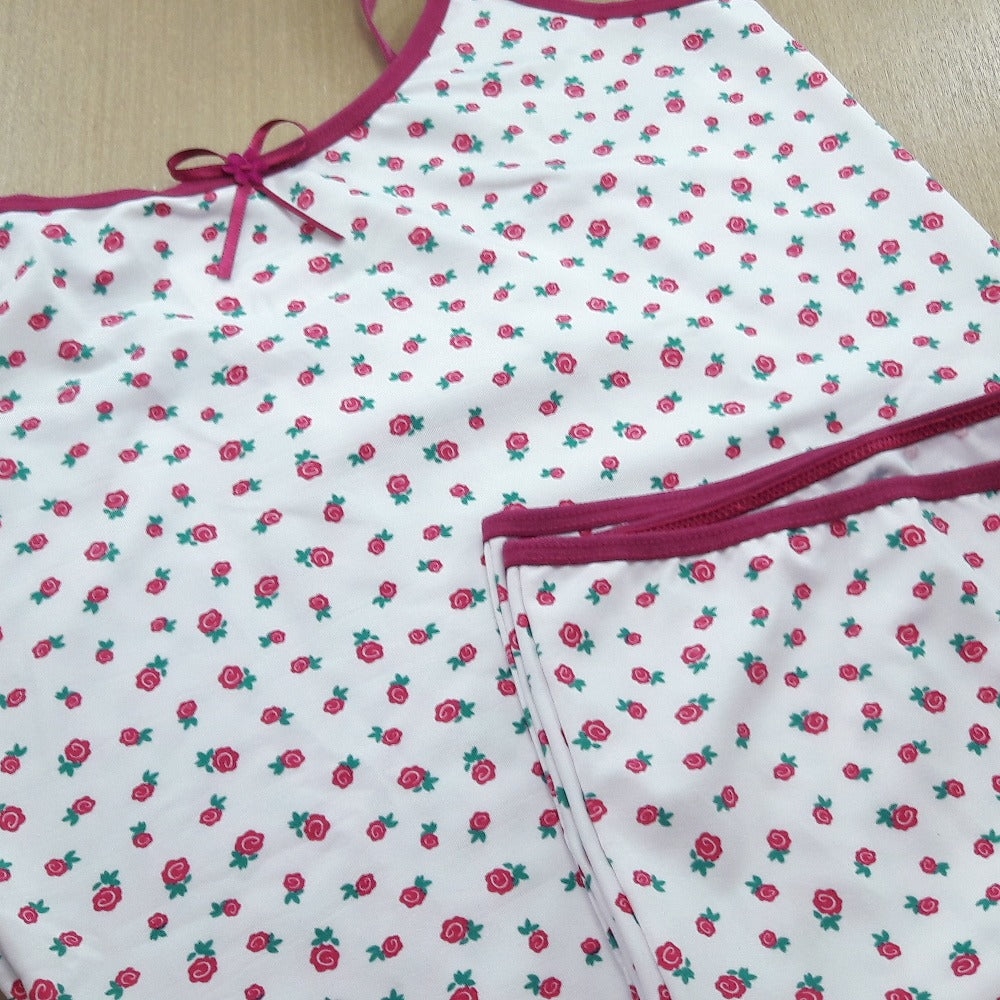 Baby Doll Em Microfibra Estampada e Renda  - C5487