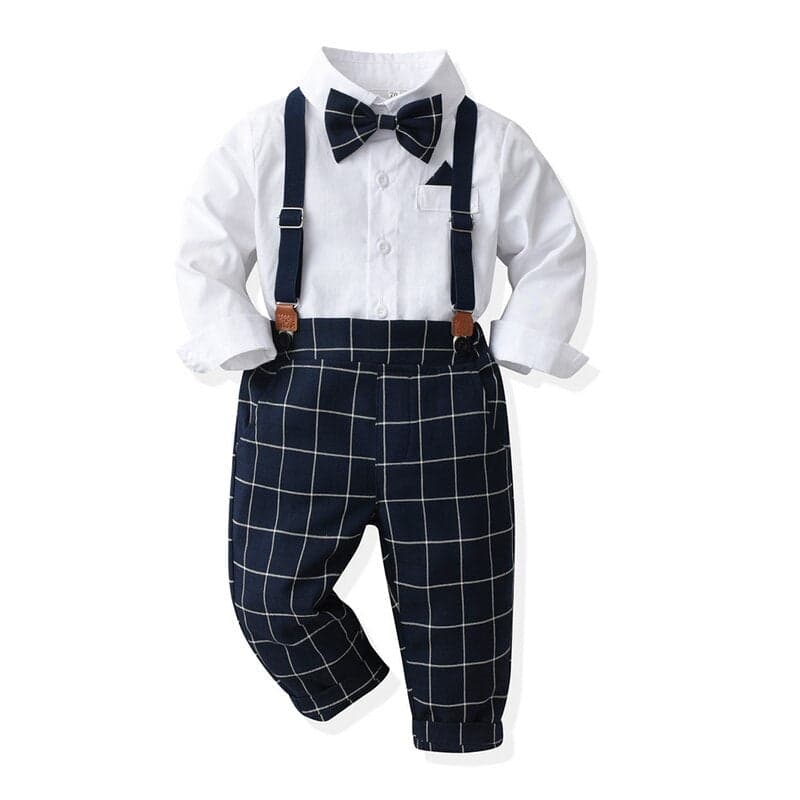 Roupa social infanto juvenil masculino Calça preta xadrez: calça social infantil masculino, camisa social infanto juvenil, suspensório infantil, gravatinha borboleta infantil.