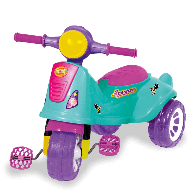 Carrinho Infantil Passeio com Pedal Triciclo 2 em 1 Avespa Pink - Maral