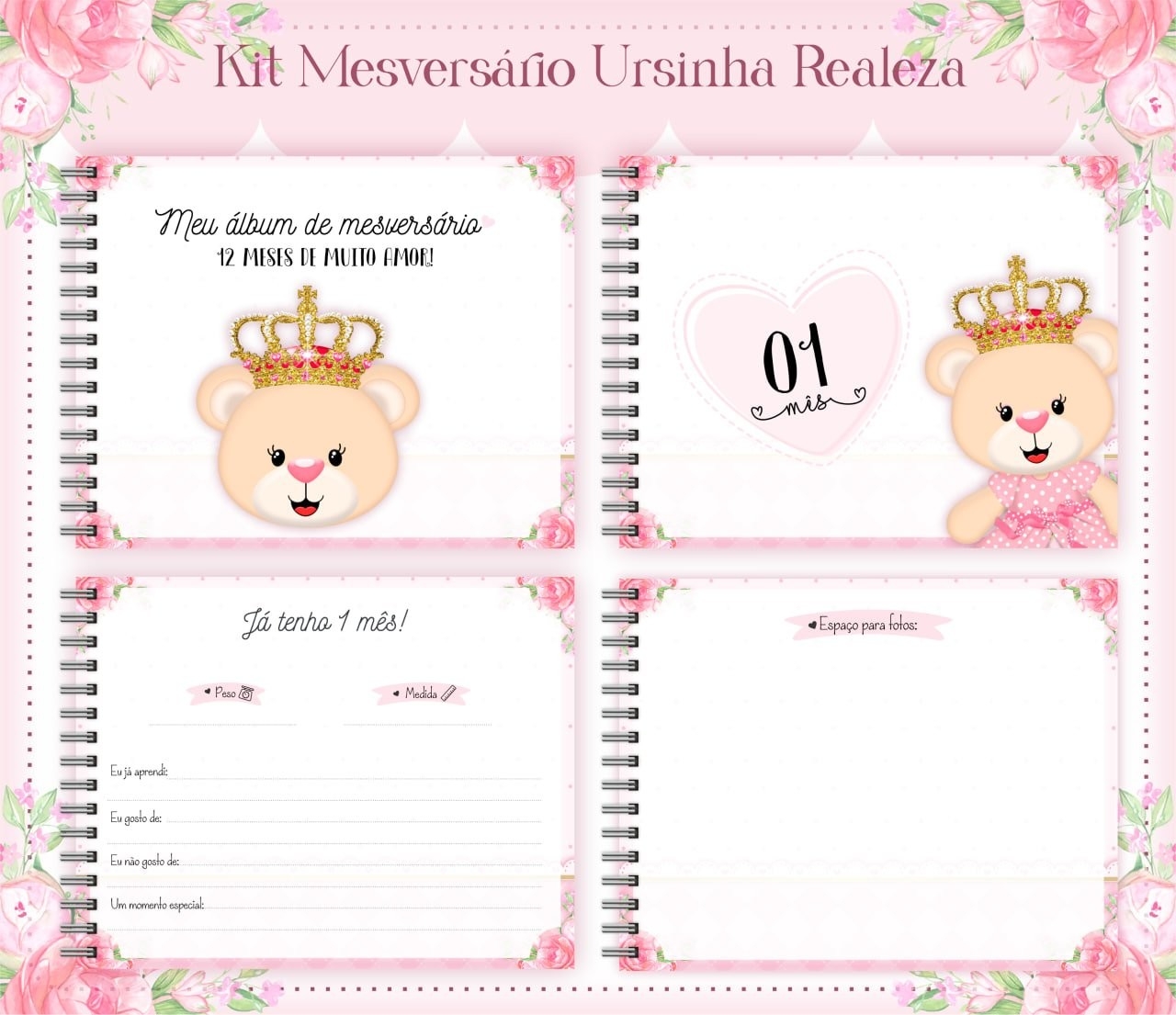 Arquivo Digital Cadernetas e Livro do Bebe Ursinha Realeza