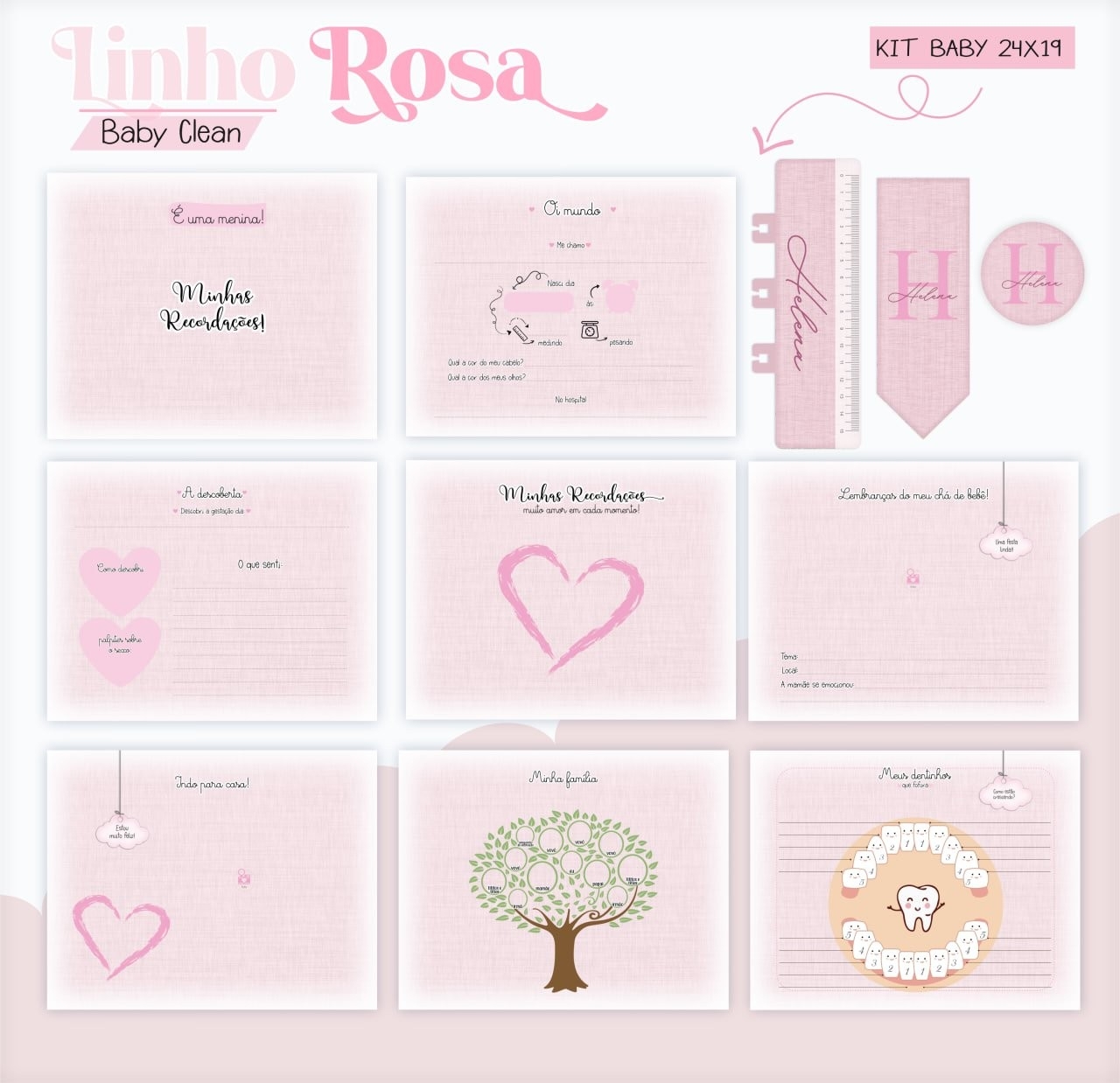 Caderneta e Livro do bebe Linho Rosa - Arquivo Digital