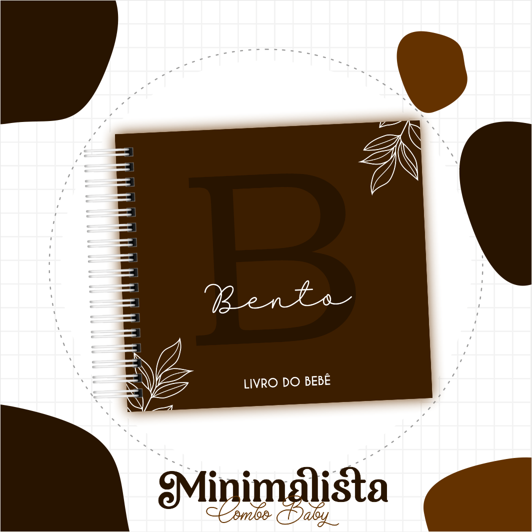 Caderneta e Livro do bebe Minimalista Marrom - Arquivo Digital