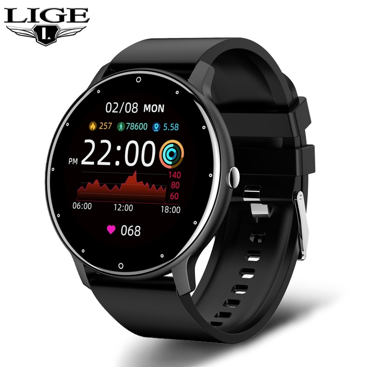 Smart watch Full touch feminino/masculino relógio digital à prova d'água,  adequado para Android IOS multifuncional.