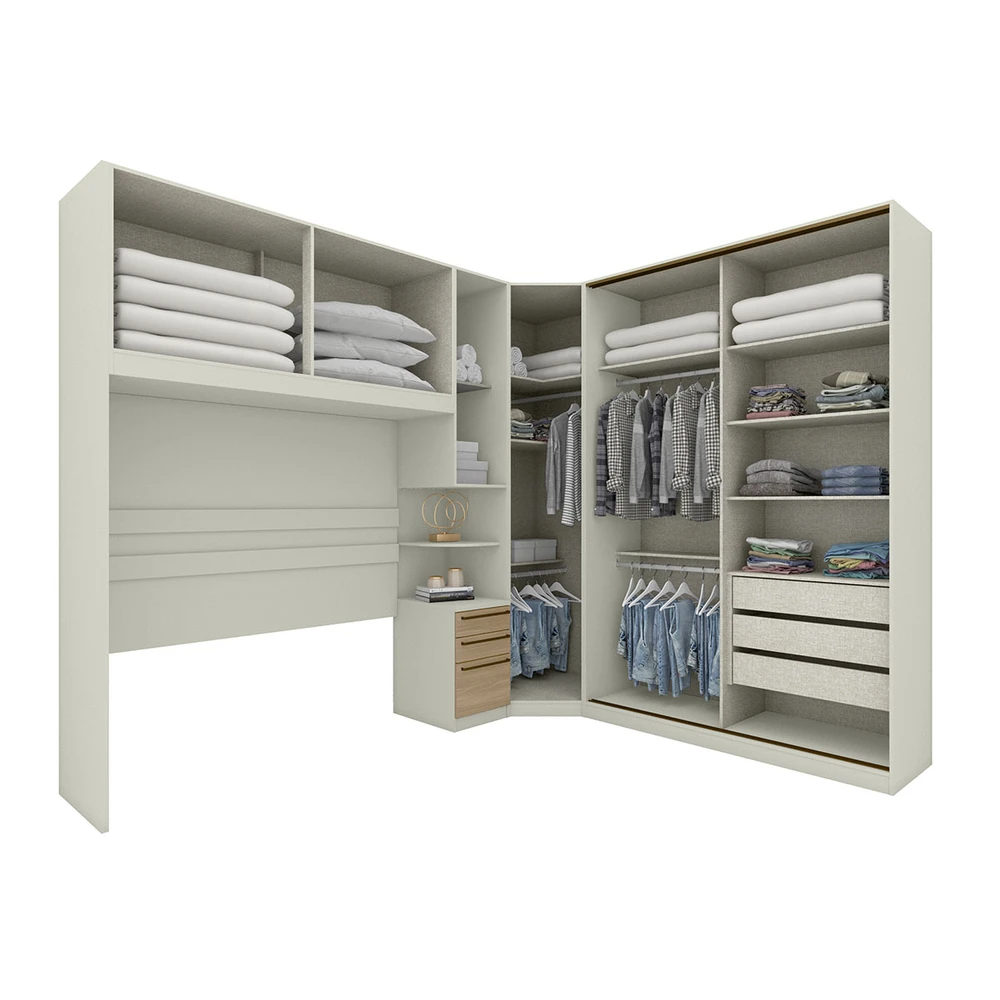 Guarda Roupa Casal Modulado Seletto 8 Portas 6 Gavetas com Espelho Areia / Jequitibá - Henn