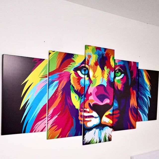 Quadro Decorativo Leão Colorido