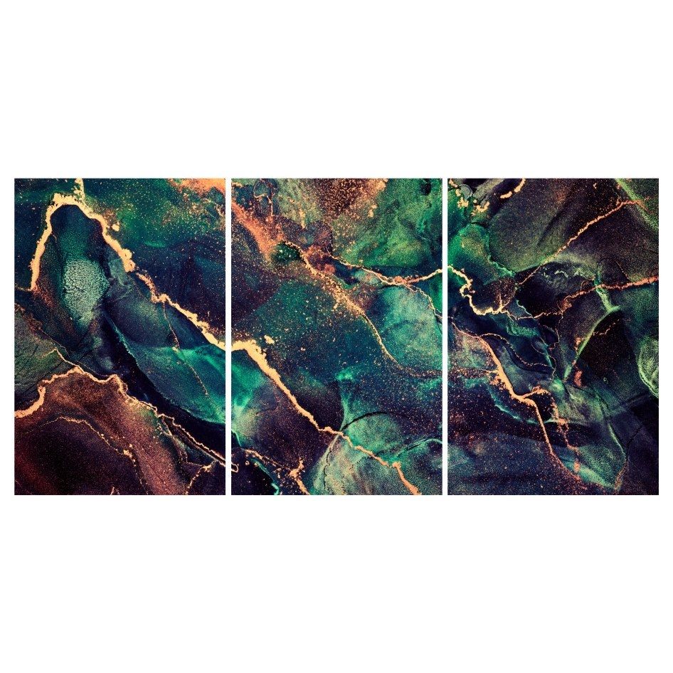 Quadro Decorativo Abstrato Verde Dourado