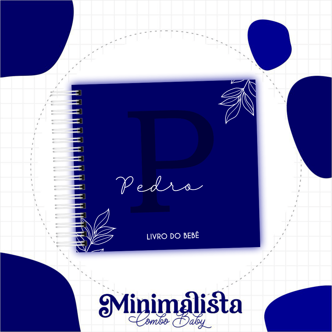 Caderneta e Livro do bebe Minimalista Azul - Arquivo Digital