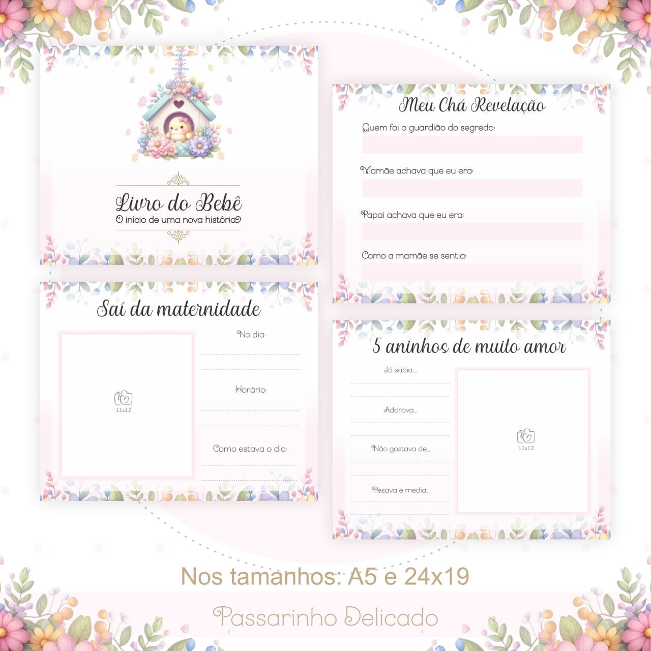 Caderneta e Livro do bebe Passarinho Delicado