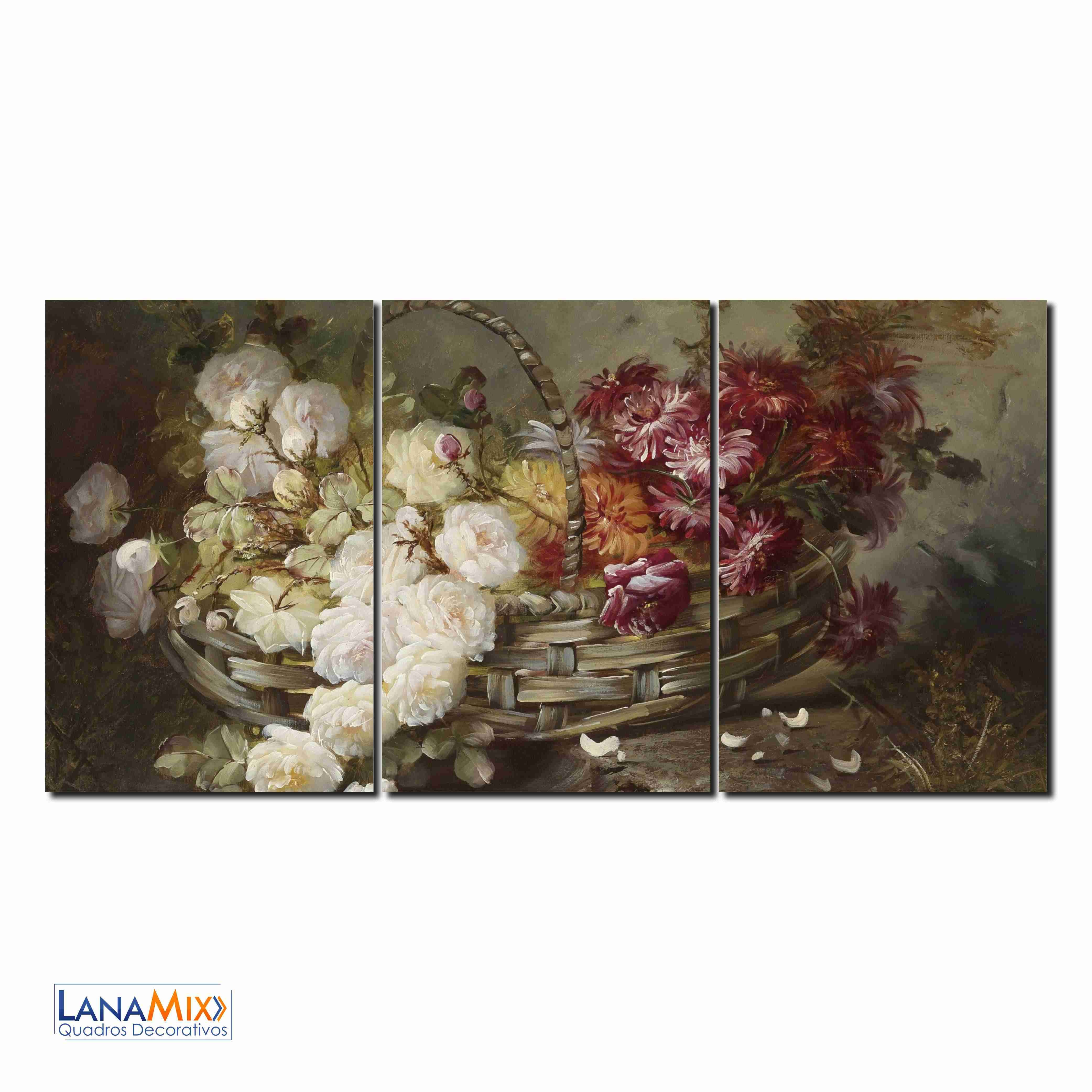 Quadro Decorativo Cesto com Flores