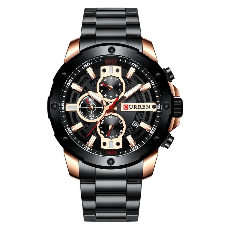 Relógio CURREN Luxury 8336 Masculino Aço Inoxidável Preto