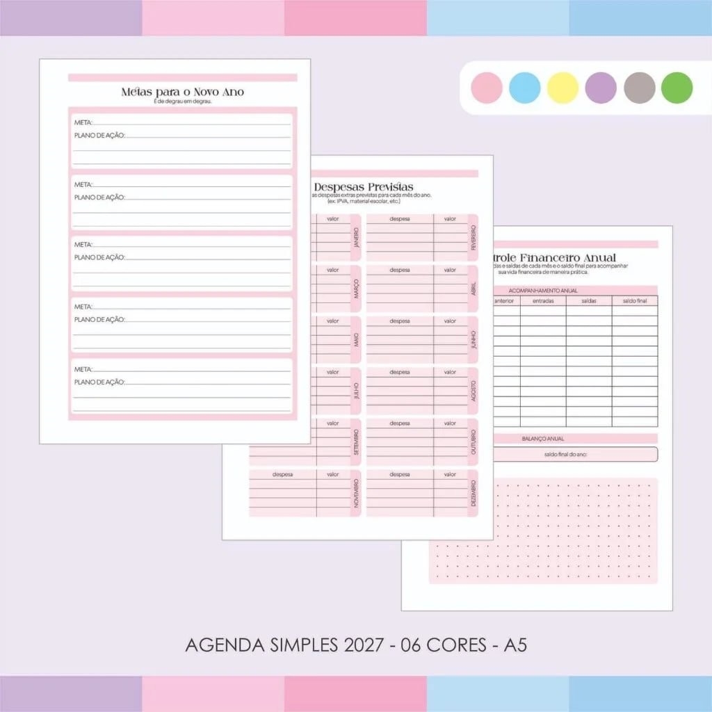 Agenda Simples 2027 – 06 Cores