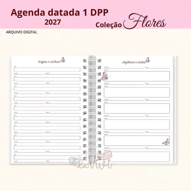 Agenda Datada 2027 – Coleção Flores
