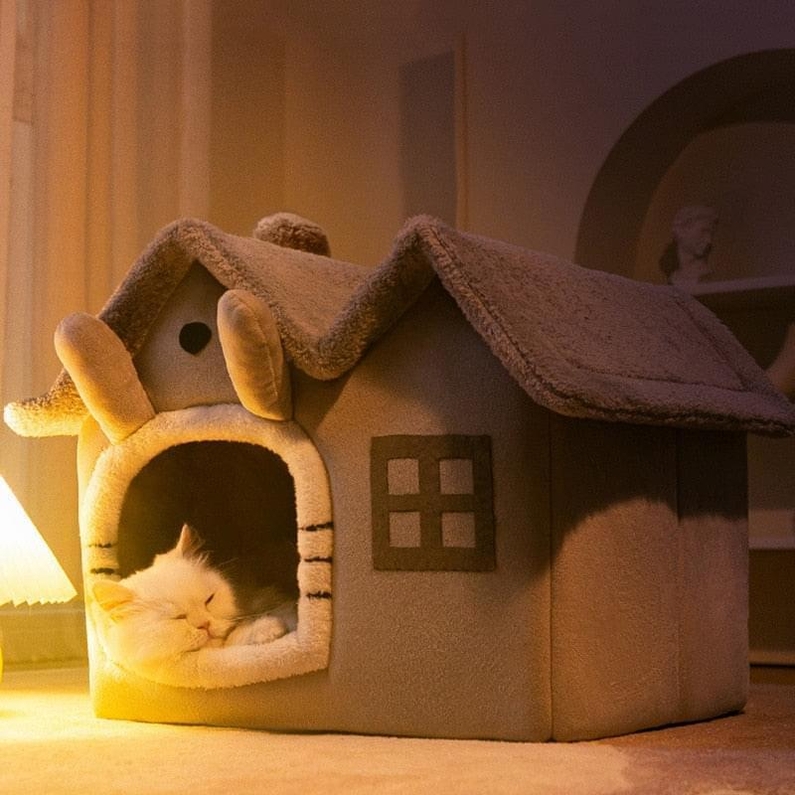 Cama para C&atilde;es e Gatos Casa de Veludo-Miau Auau Pets