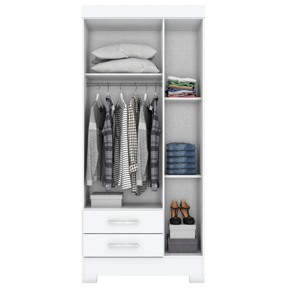 Guarda Roupa Solteiro Sensi 3 Portas 2 Gavetas Flex Branco / Rosa Chá - Briz