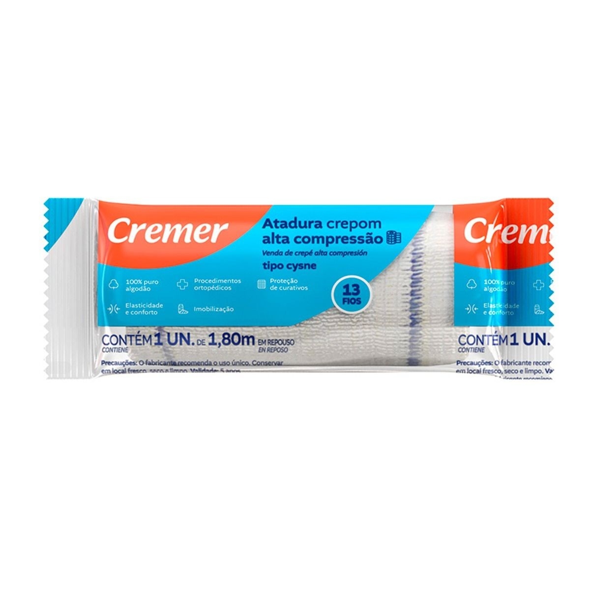 Atadura Crepe Cysne 12cm x 1,8m c/6