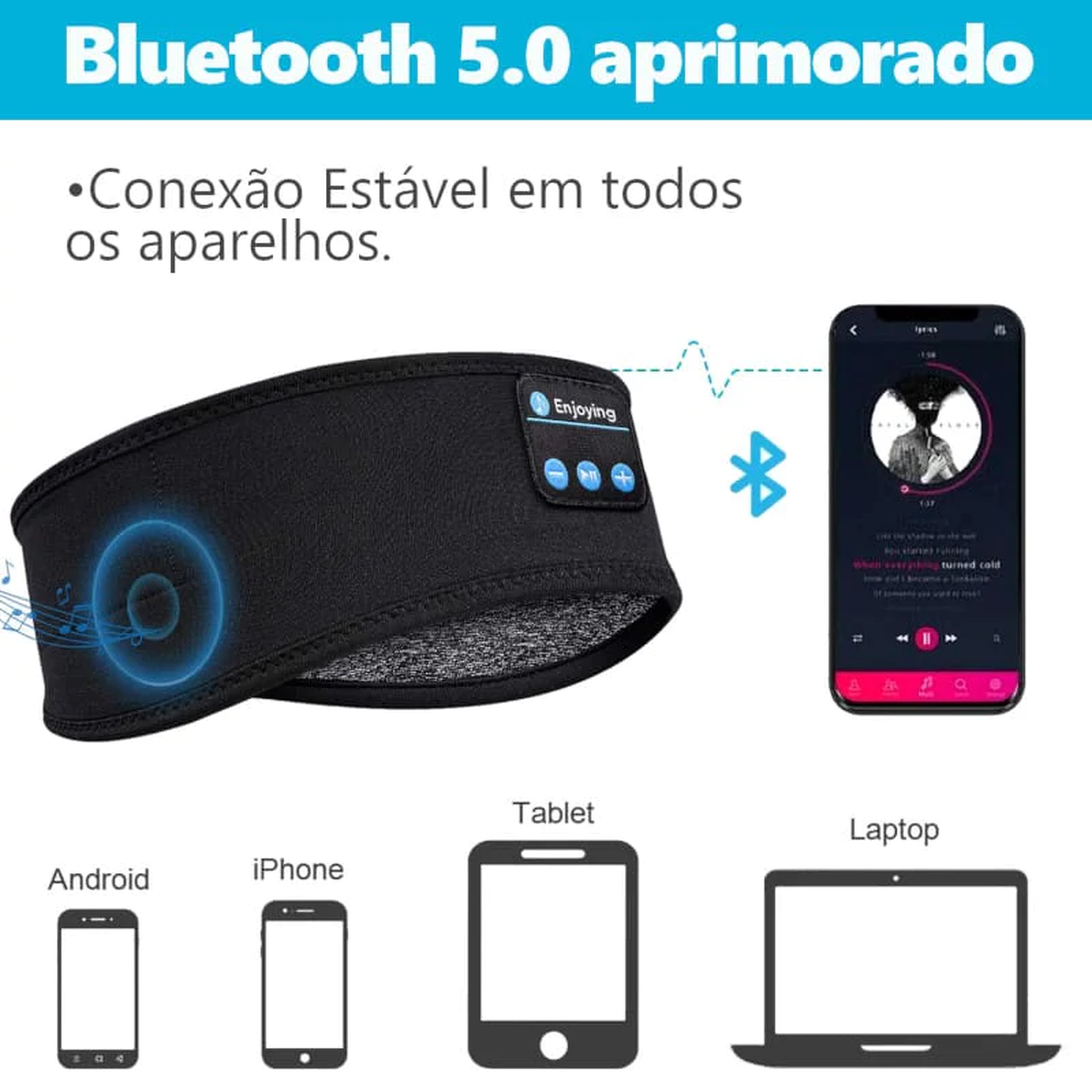 Fone Para Dormir Bandana Bluetooth 5.0 - SoundBand + Ebook Grátis