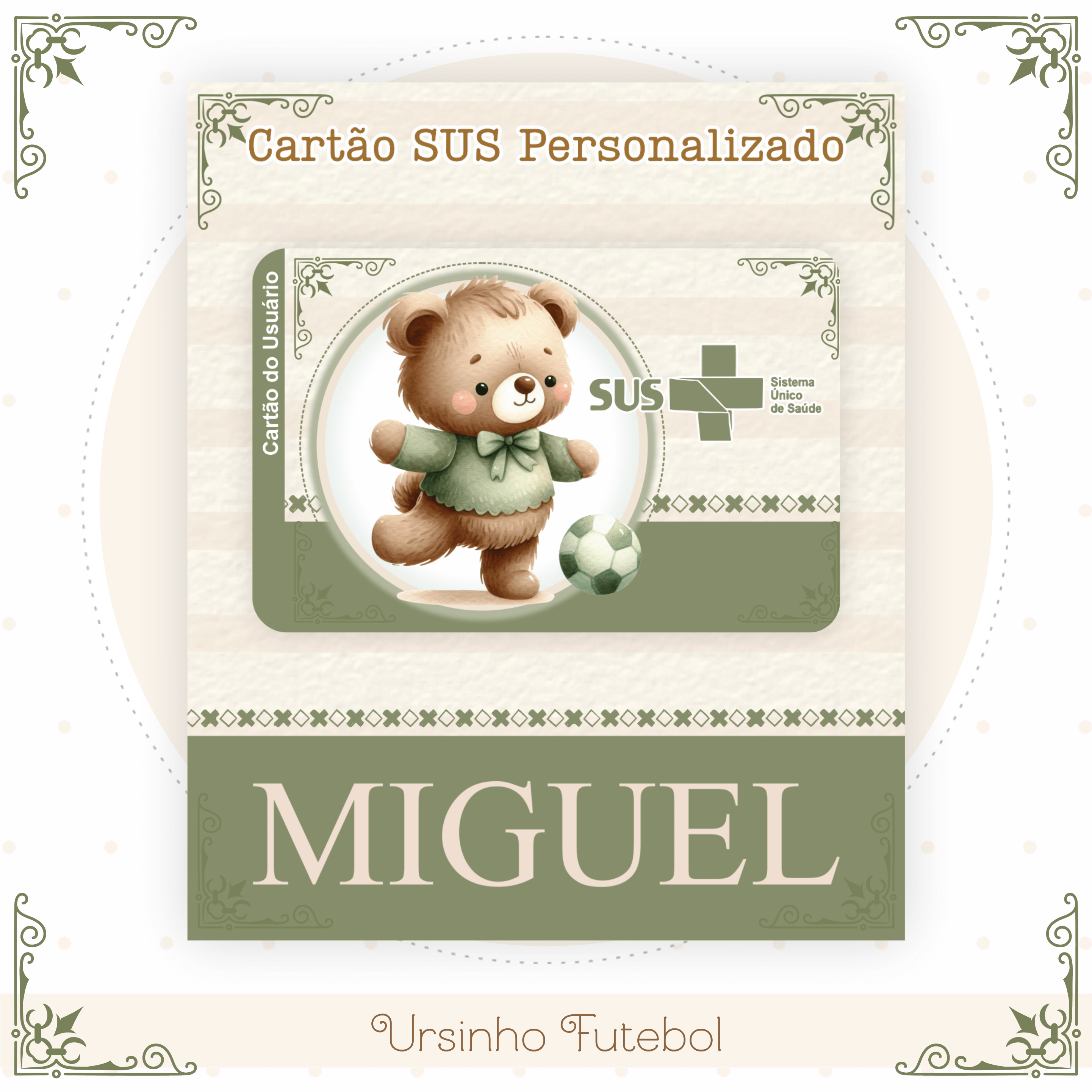 Caderneta e Livro do bebe Ursinho Futebol