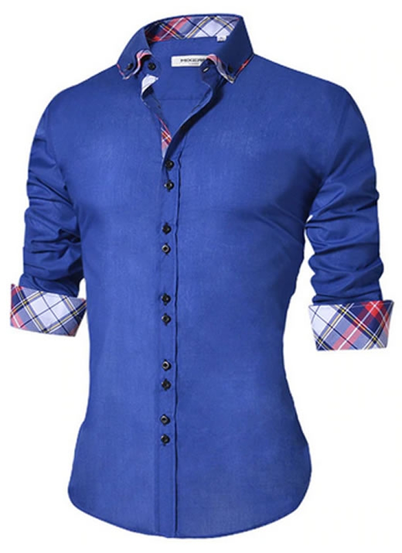 Camisa Masculina Slim Fit Mixers Azul Xadrez