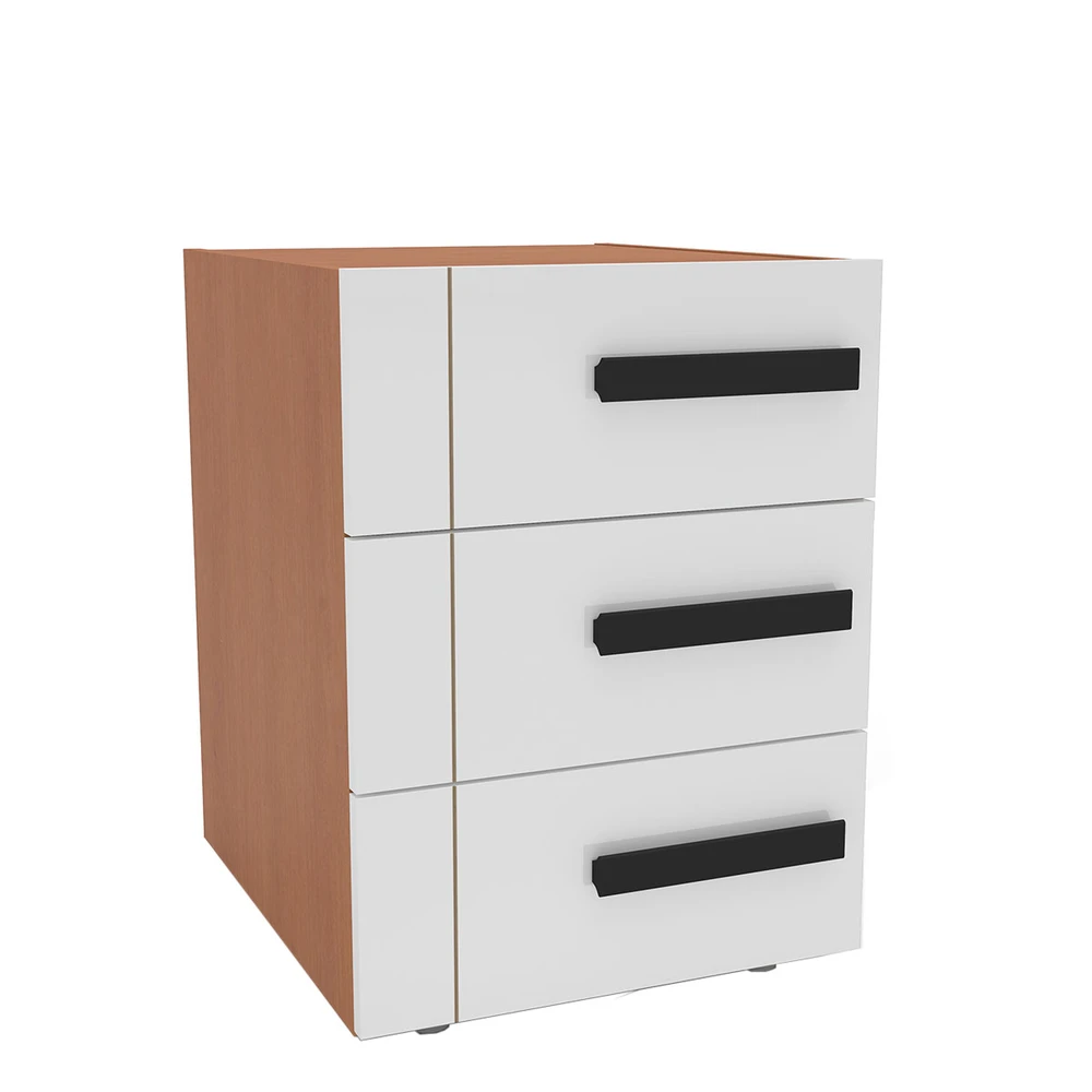 Mesa de Cabeceira Lisboa 3 Gavetas Branco / Freijó - Politorno