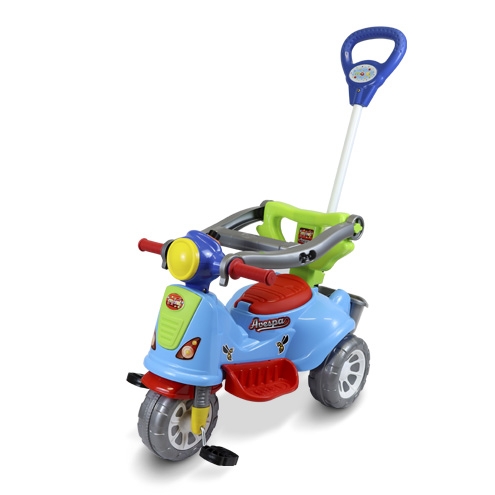 Carrinho Infantil Passeio com Pedal Triciclo 2 em 1 Avespa Colorido - Maral