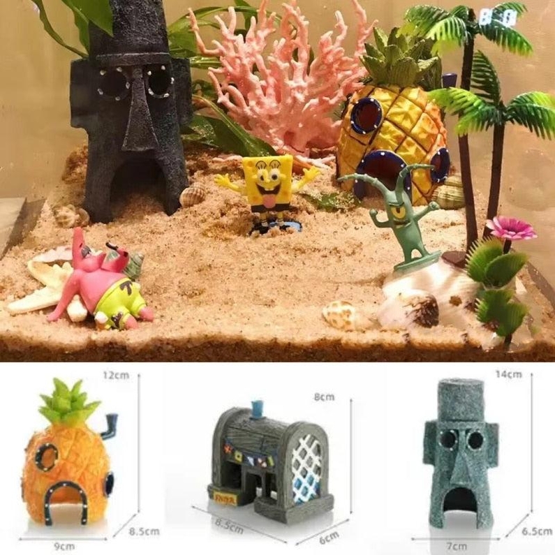 Decora&ccedil;&atilde;o para Aqu&aacute;rio do Bob Esponja-Miau Auau Pets