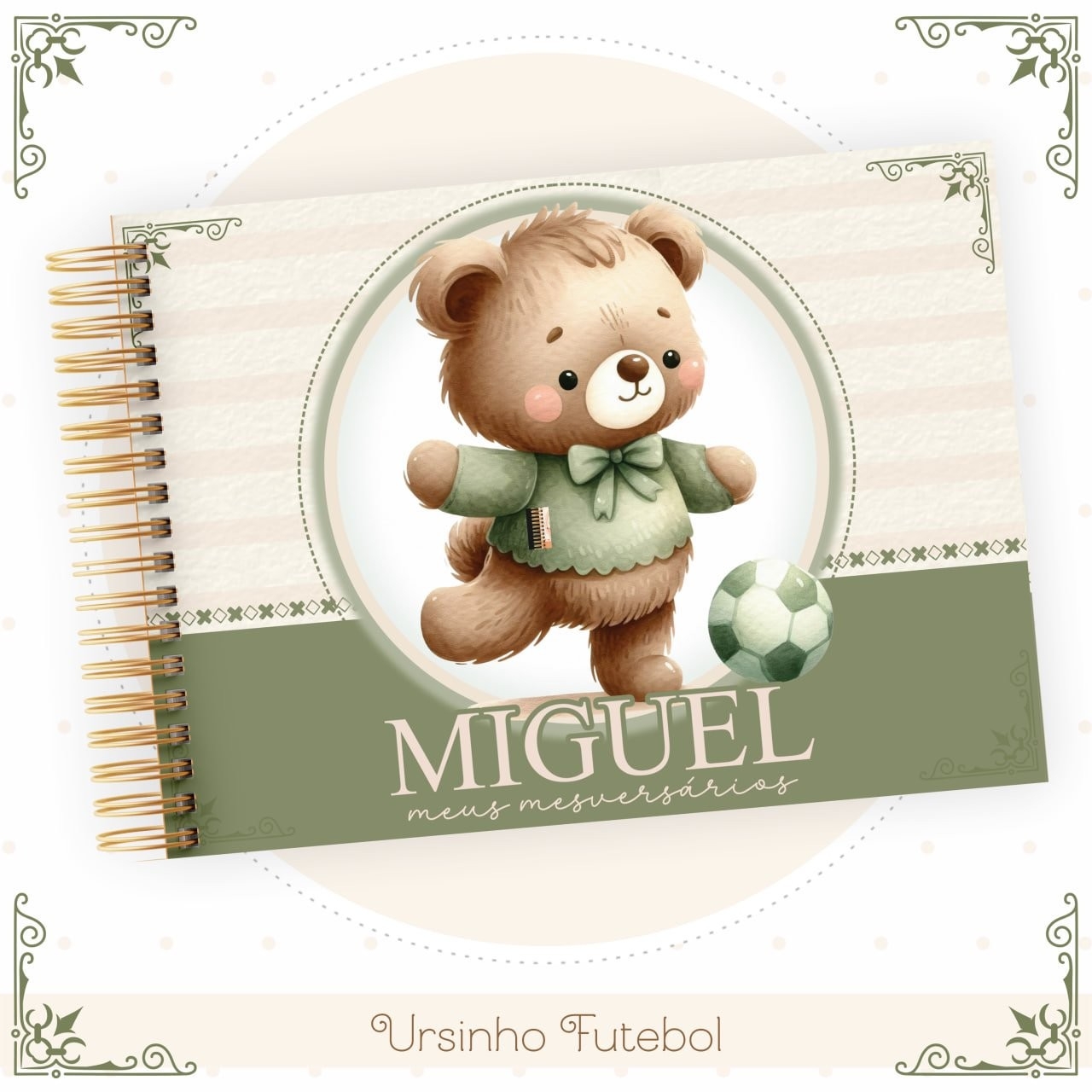 Caderneta e Livro do bebe Ursinho Futebol