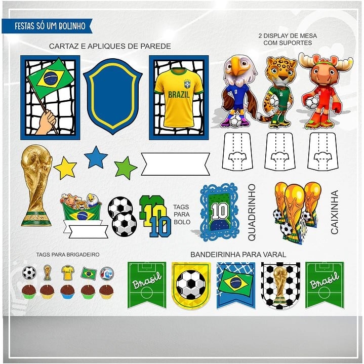 KIT SÓ UM BOLINHO COPA DO MUNDO BRASIL 2026 - Festa Pronta
