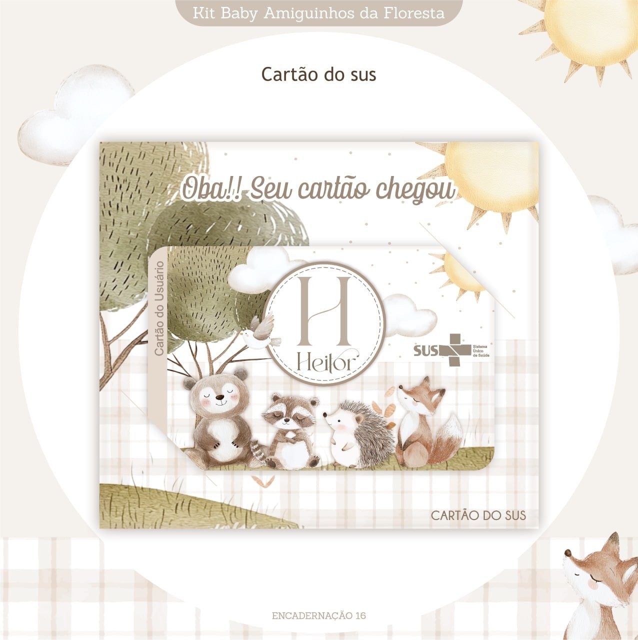 Caderneta e Kit Maternidade BICHINHOS NA FLORESTA