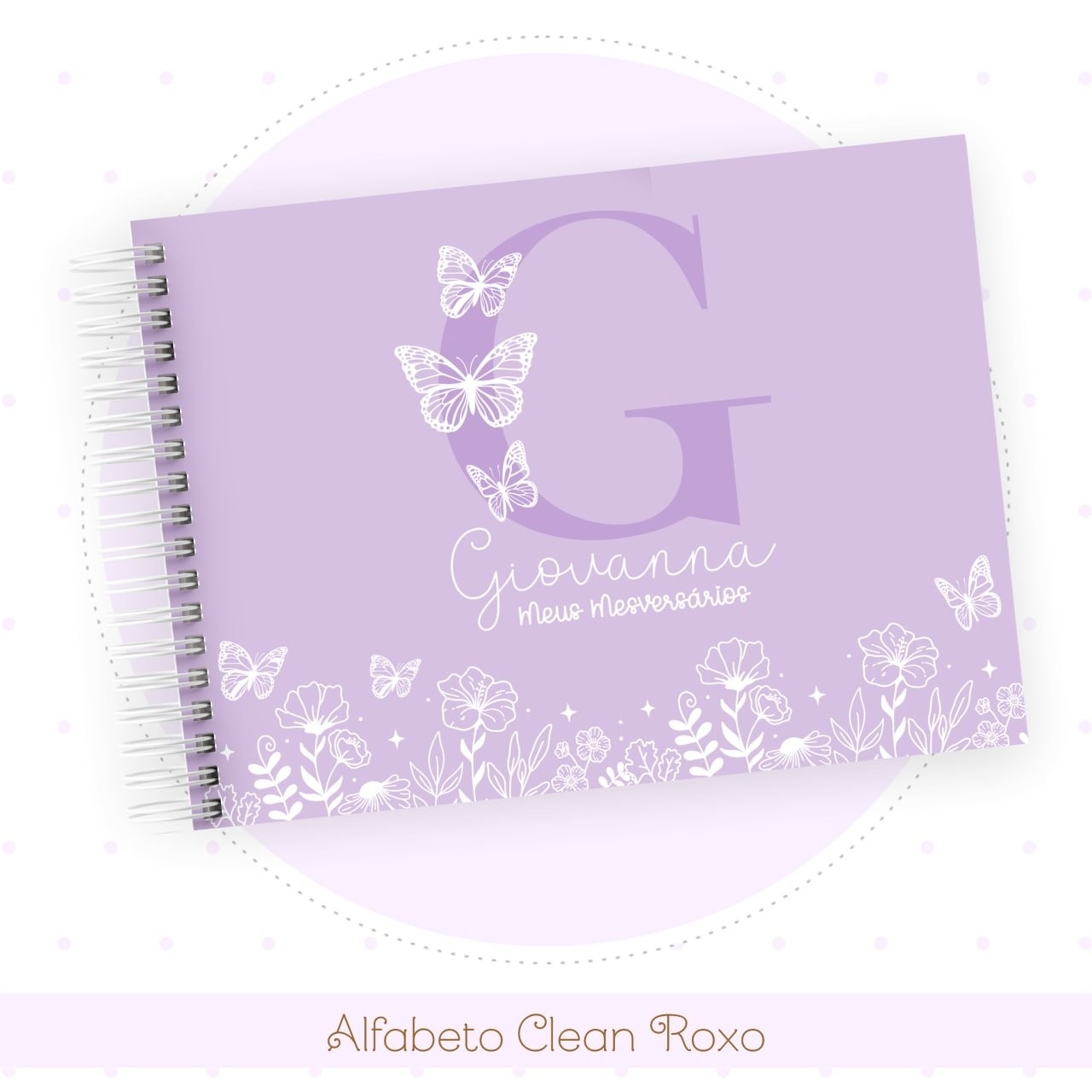 Caderneta e Livro do bebe Alfabeto Clean Borboleta Roxo