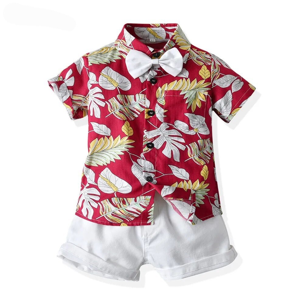 Roupa verão elegante social infantil. Bermuda, Camisa social, gravatinha borboleta infantil. Estampas de verão.