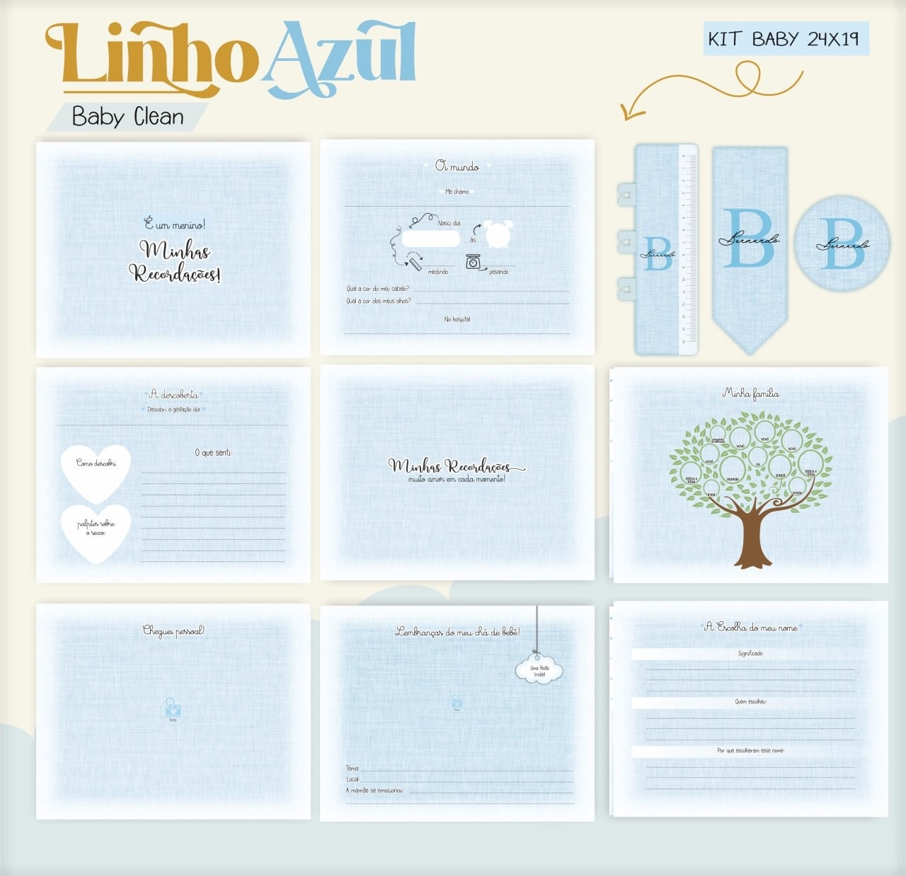 Caderneta e Livro do bebe Linho Azul - Arquivo Digital