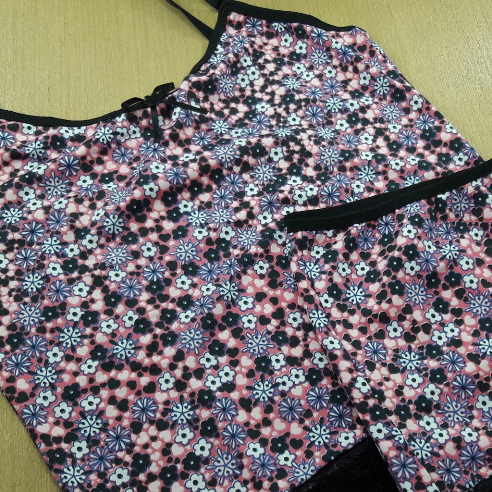Baby Doll Em Microfibra Estampada e Renda  - C5487