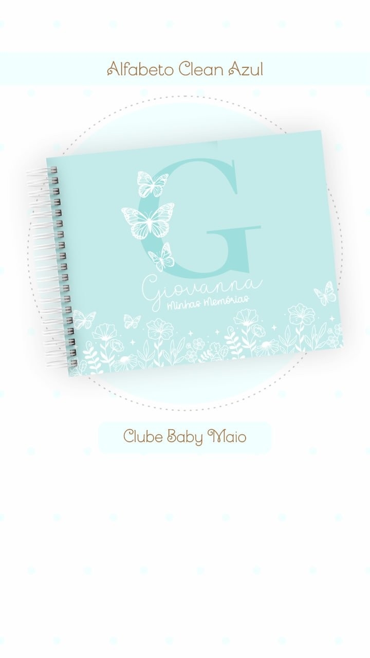 Caderneta e Livro do bebe Alfabeto Clean Borboleta Azul