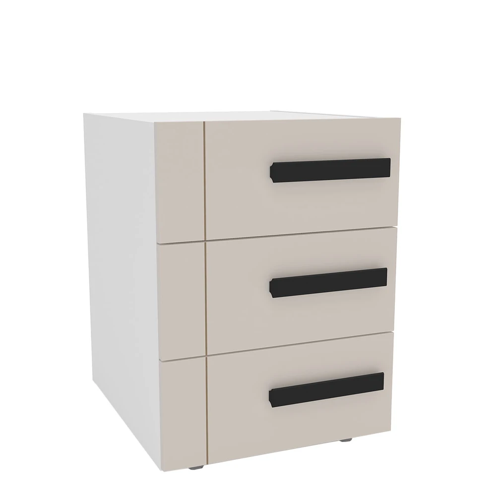 Mesa de Cabeceira Lisboa 3 Gavetas Creme / Branco - Politorno