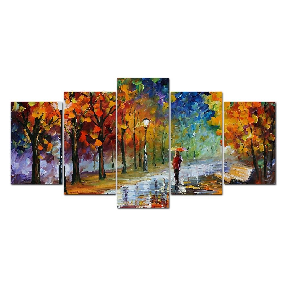 Quadro Decorativo Paisagem Pintura Mulher Sombrinha