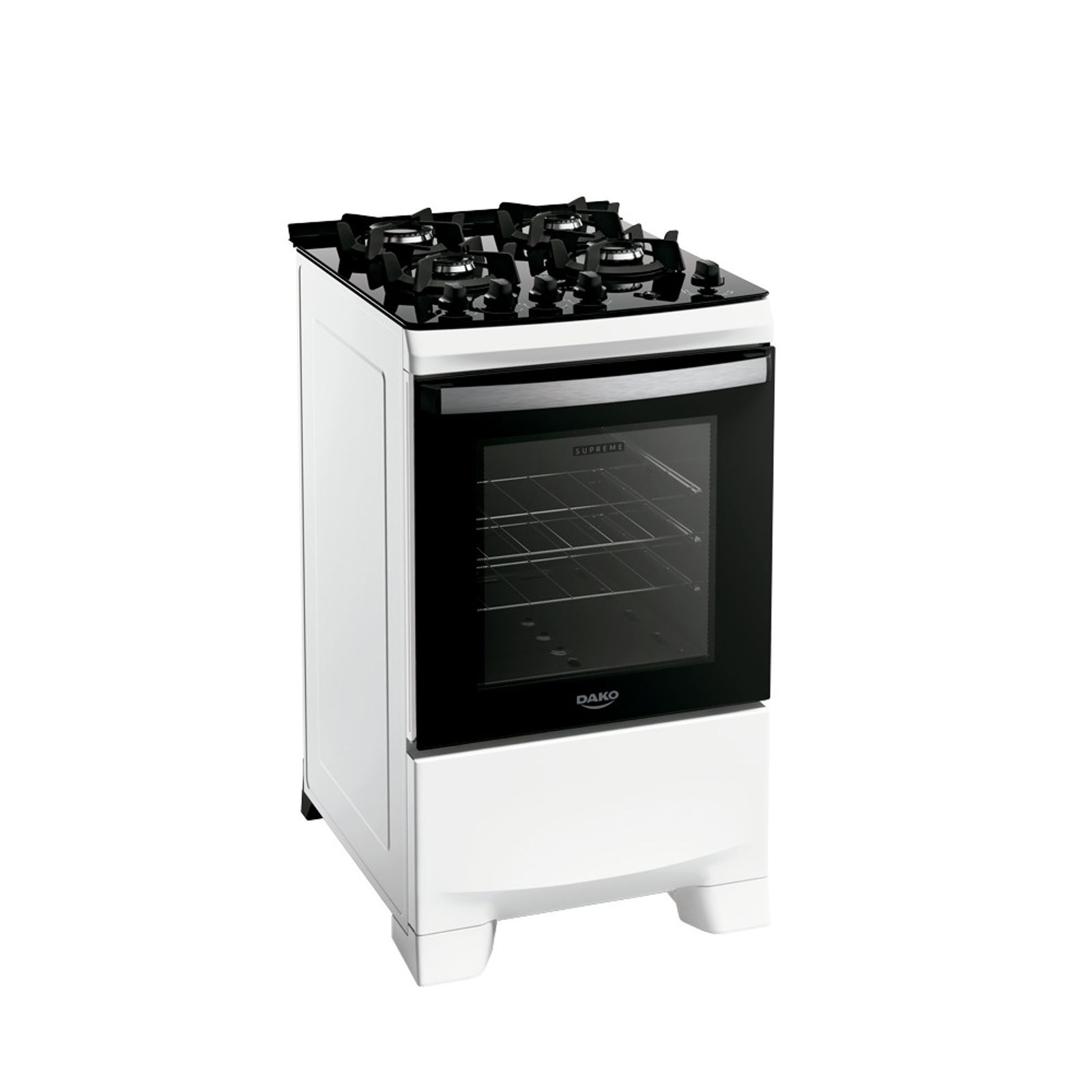Fogão 4 Bocas Branco com Mesa de Vidro Dako Supreme Glass Bivolt