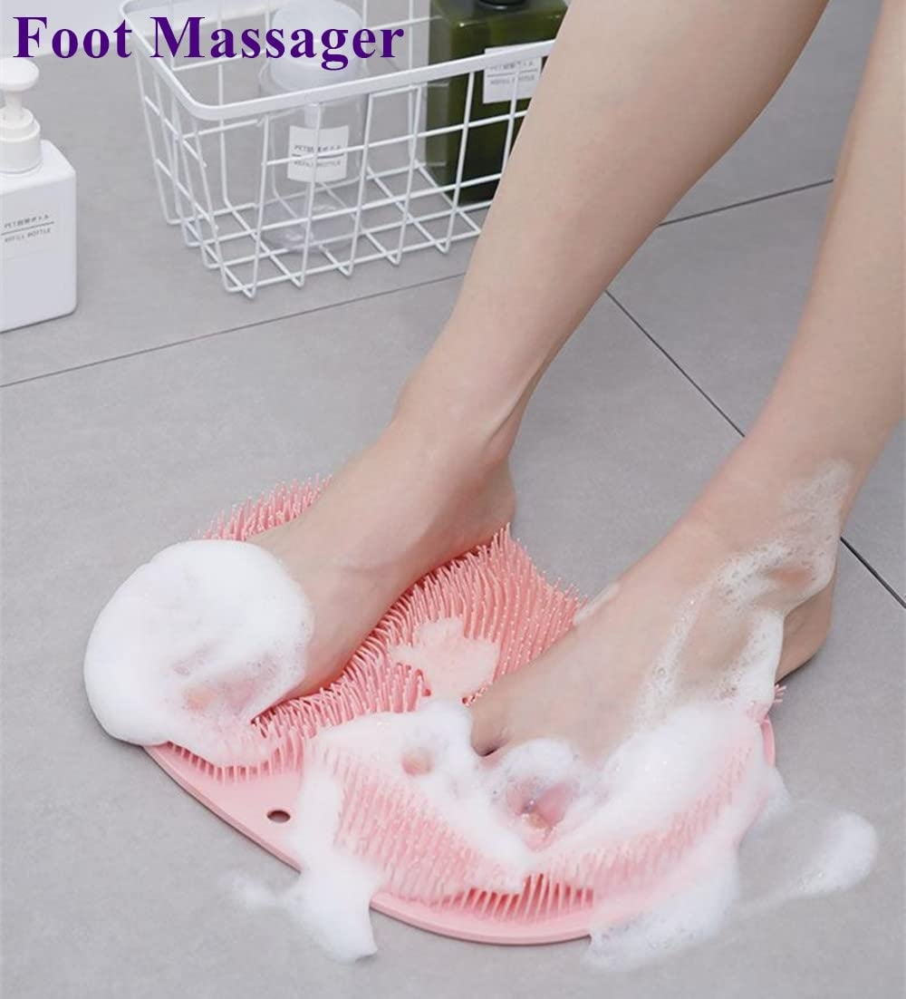 Escova massageadora esfoliante corporal com ventosa antiderrapante, para banhos