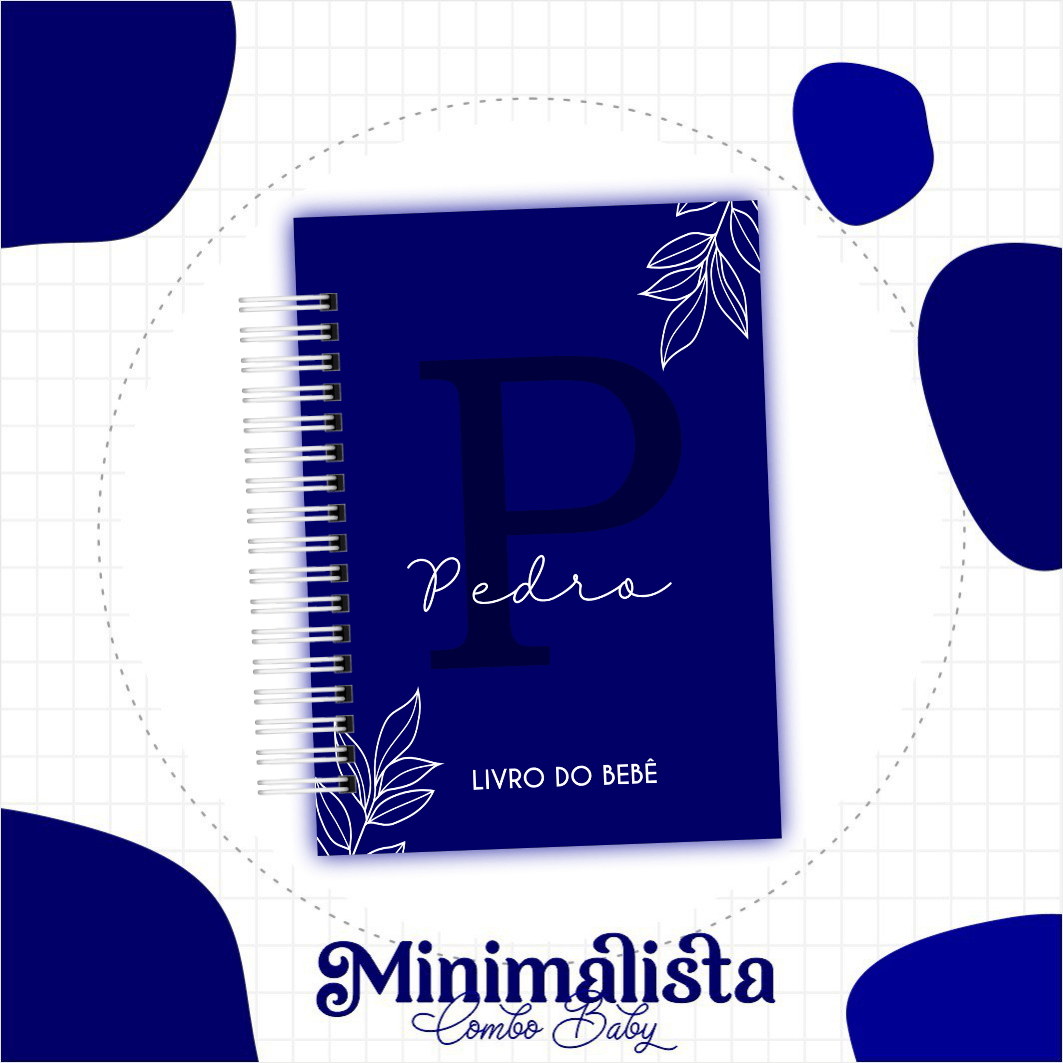 Caderneta e Livro do bebe Minimalista Azul - Arquivo Digital