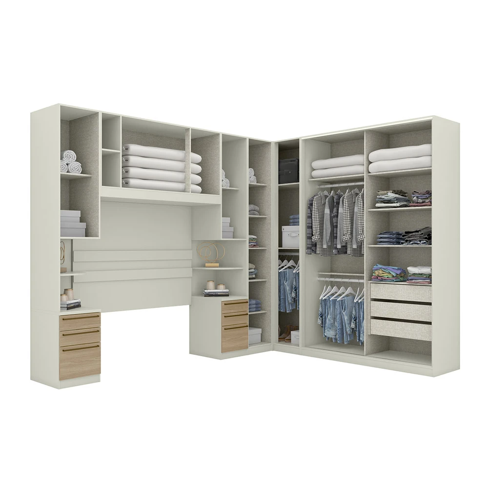 Guarda Roupa Casal Modulado Seletto 9 Portas 9 Gavetas Areia / Jequitibá - Henn